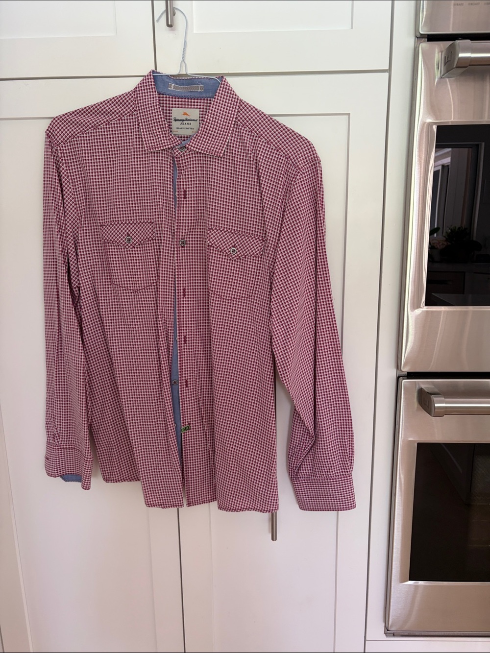 Tommy Bahama Men’s Red and White Micro-Check Button-Down Shirt